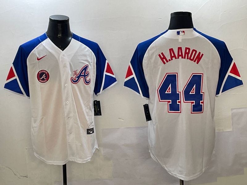Men Atlanta Braves #44 H.Aaron White City Edition 2025 Nike MLB Jersey style 9->atlanta braves->MLB Jersey
